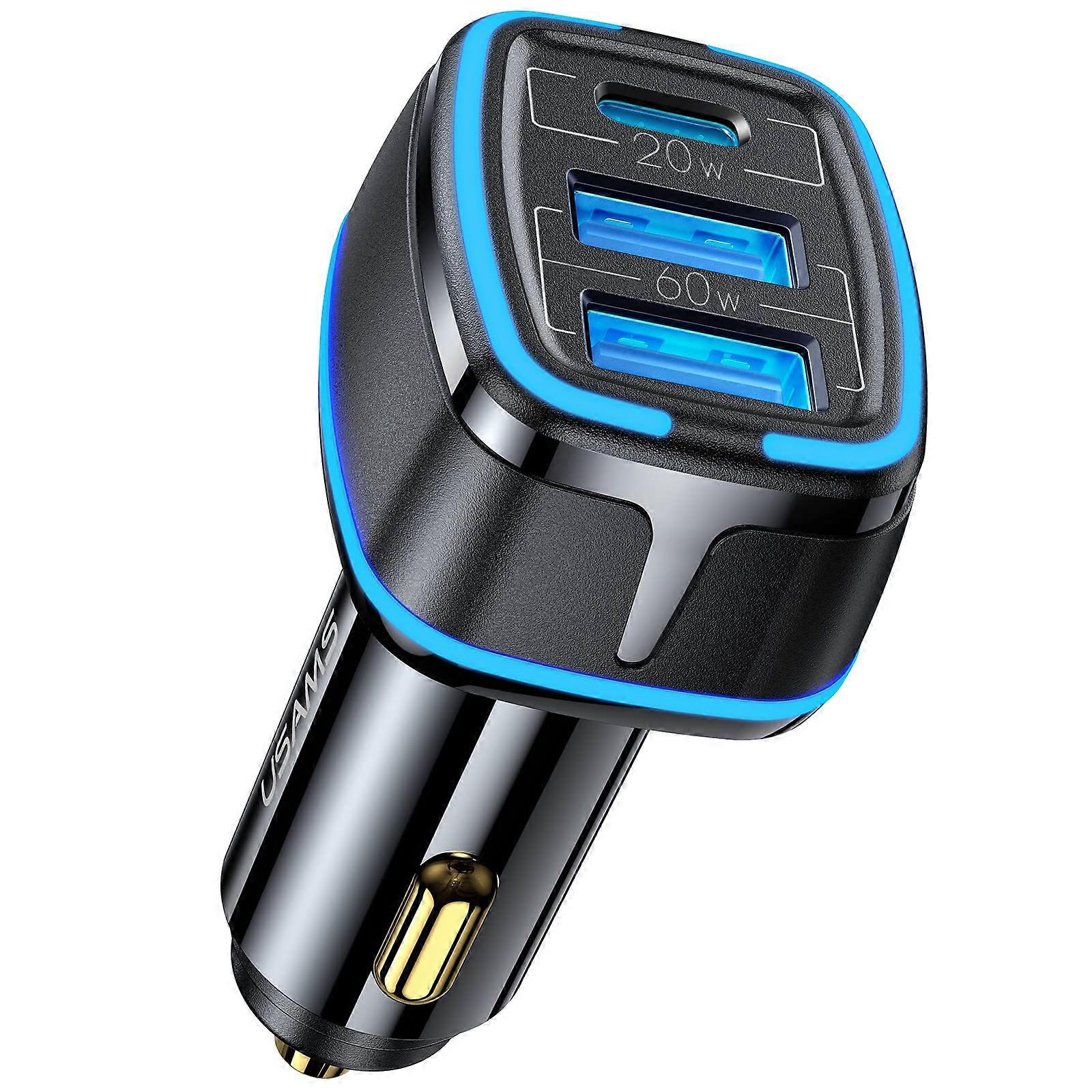 Ładowarka samochodowa 80 W, szybkie ładowanie 4,5 A USB-C dla iPhone 13 12 11 Pro Max Samsung Galaxy