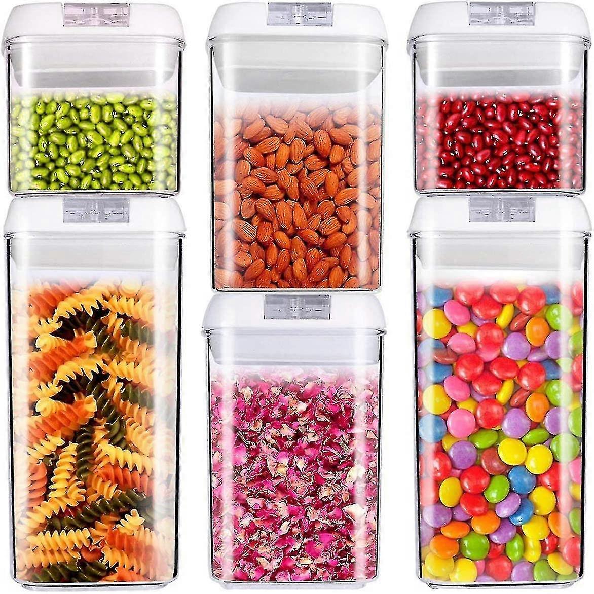 6-piece Set Of Storage Jars For Food With Airtight Lids, Bpa-free More Durable