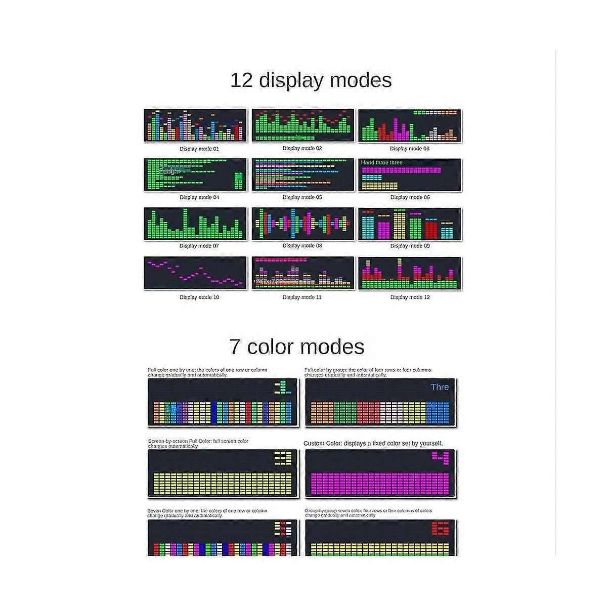Color Led Music Spectrum Electronic Clock Rhythm Light 1624rgb Atmosphere Lamp Level Indicator(voic