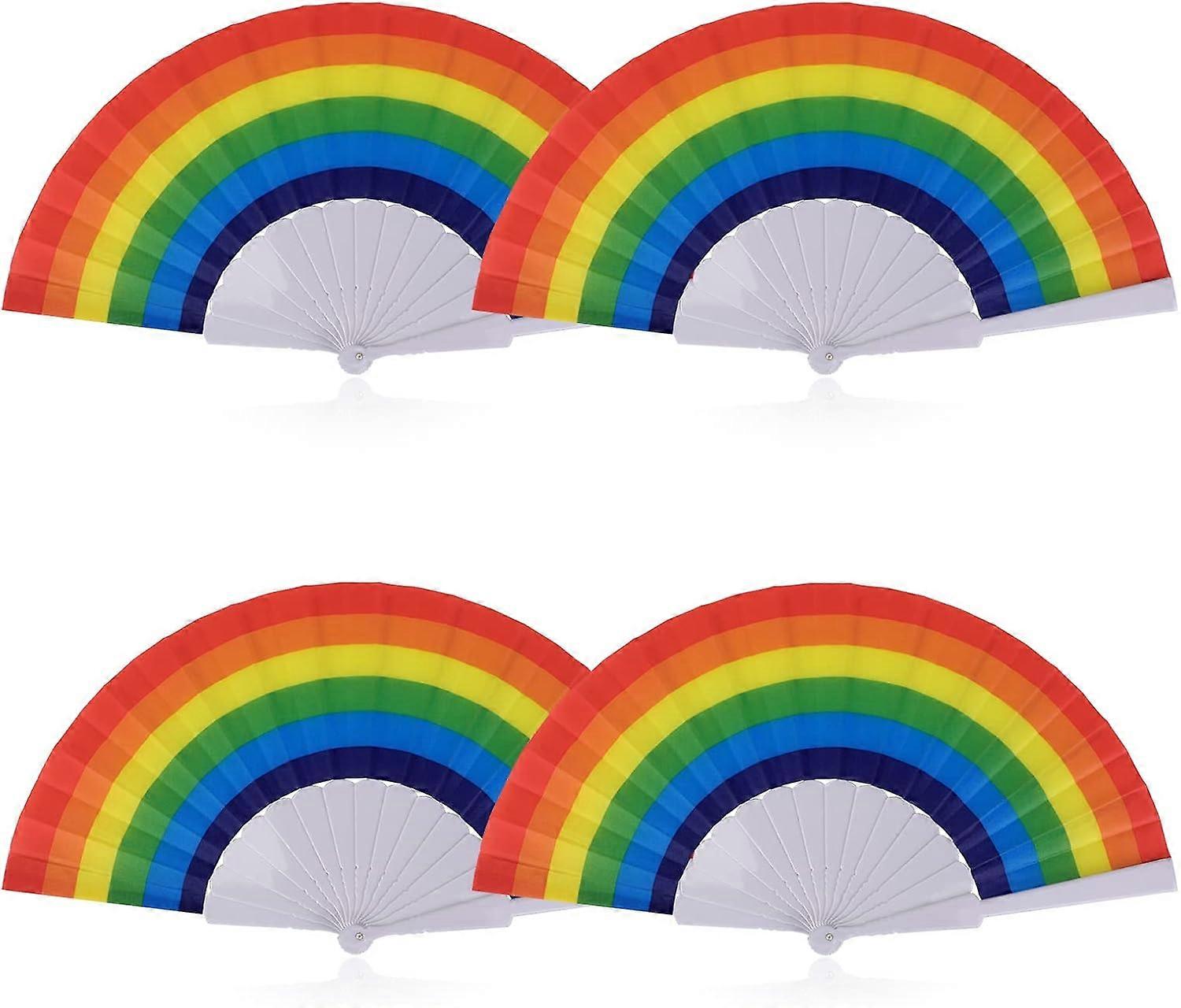 Pack of 4 Gay Pride Rainbow Fans, Pride Folded Fans, Summer Folding Hand Fans