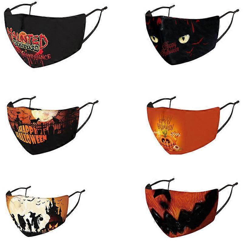MIMIGO 5/6パック(大人用)フェイスマスク ハロウィン保護カバー、洗える再利用可能なハロウィン保護カバーマスク、ハロウィンコスチューム 13色