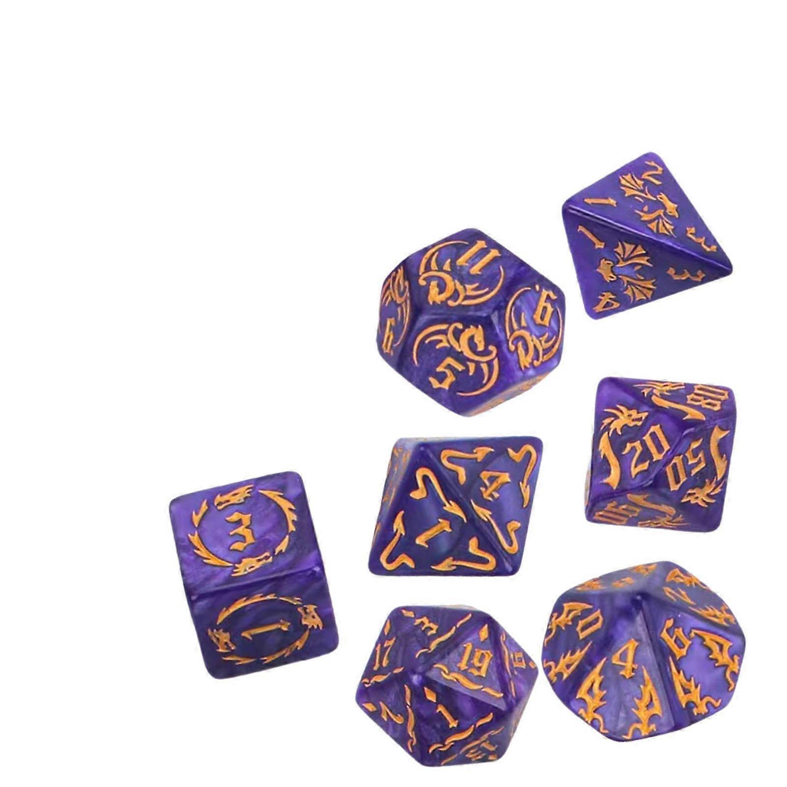 7 Pieces Polyhedral Dices Party Game Dices Game Dices Set for KTV Card Games Violet