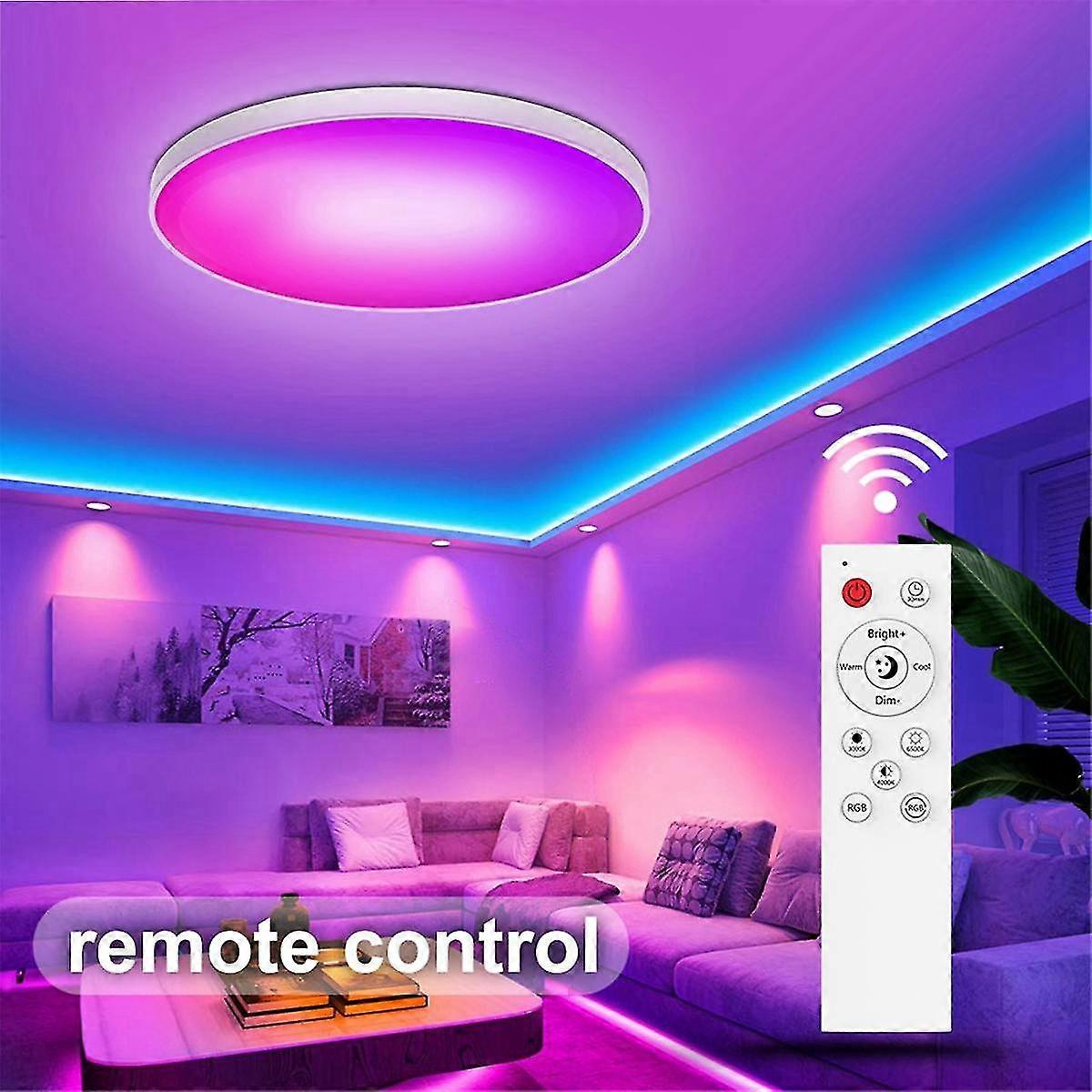 Smart Ceiling Lamp Wifi Bluetooth Remote Control Rgbcw Dimming Color Ceiling Lamp Simple Three-Proof Ceiling Lamp (AC)