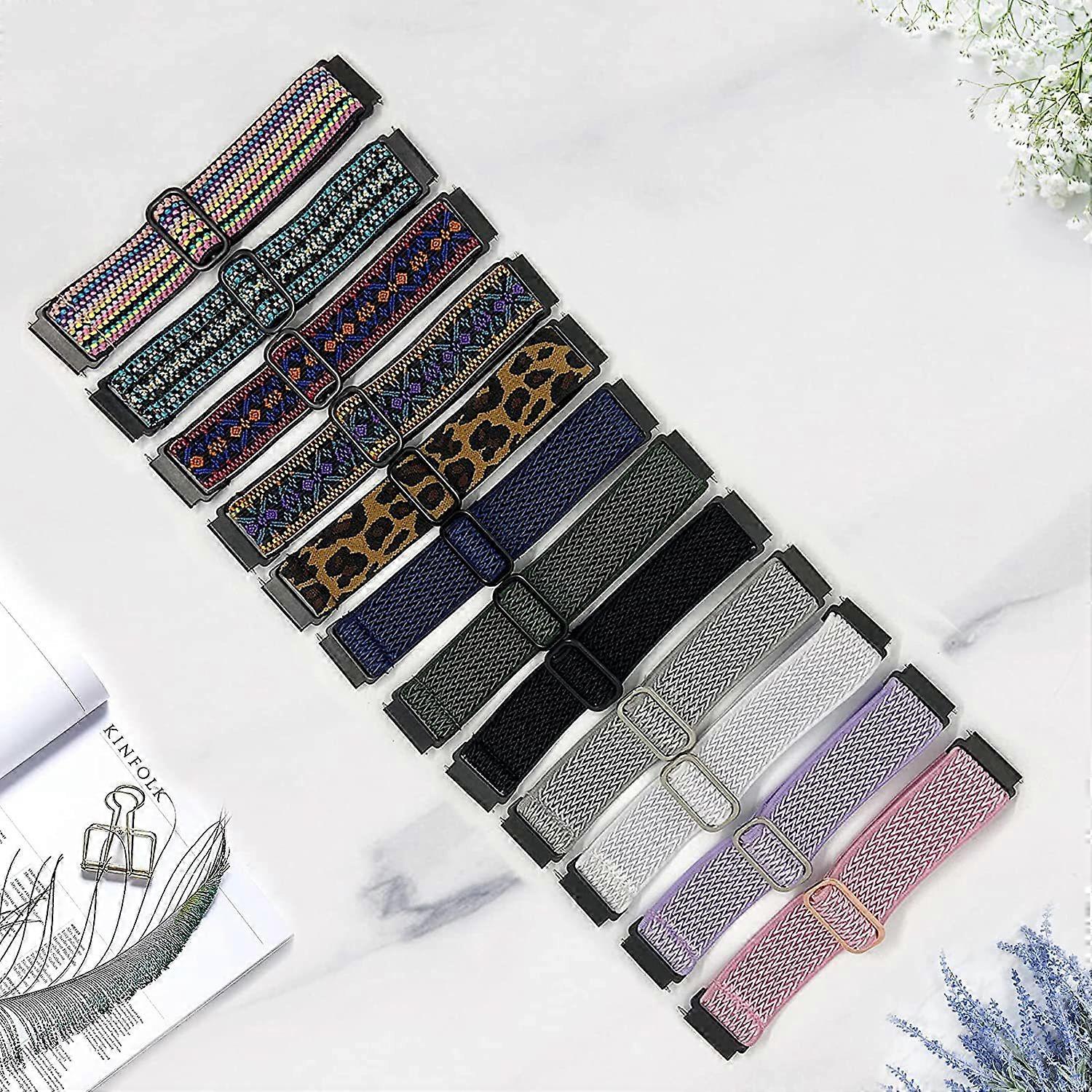 Adjustable Elastic Bands Compatible with Fitbit Versa 2 / Versa/versa Lite, Soft Loop Nylon Fabric Breathable Elastic Replacement Bands for V