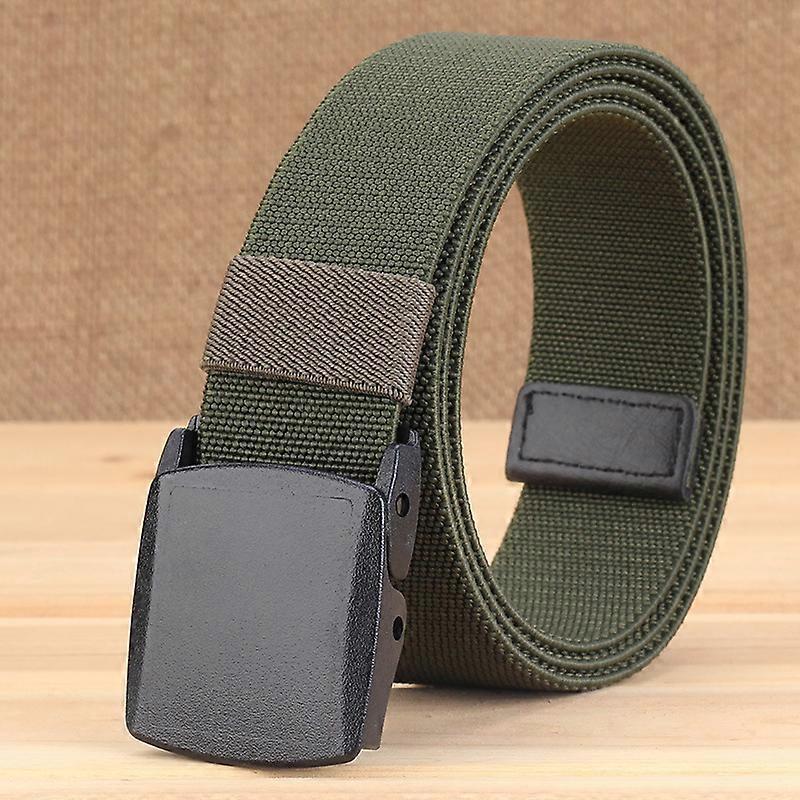 Men's Elastic Stretch Belts-Army Green-for Men with No Metal Plastic Buckle for Work Sports