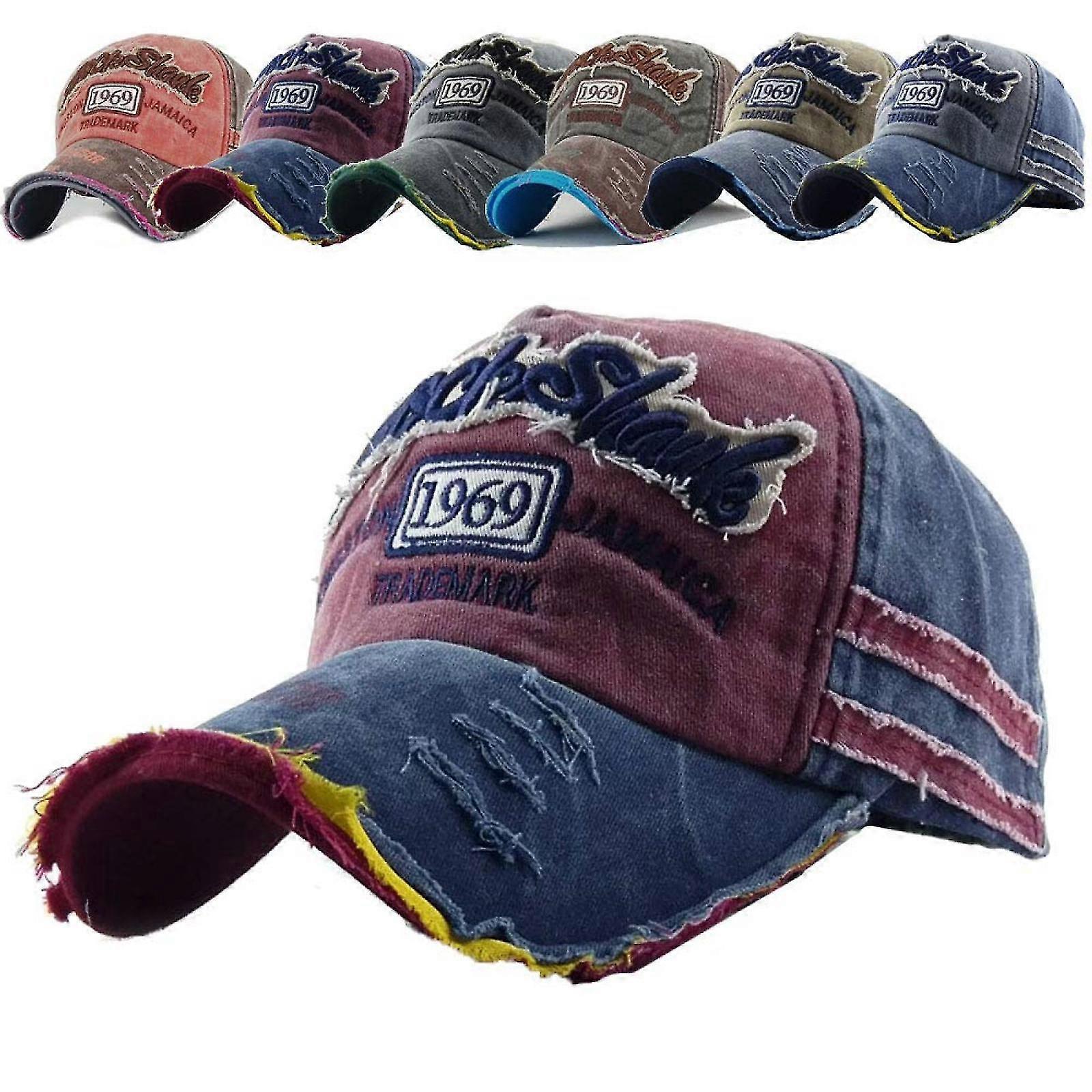 1969 Worn Visor Distressed Men's Baseball Cap Retro Athleisure Visor Unisex Adjustable Washable Embroidered Hat -GSLA