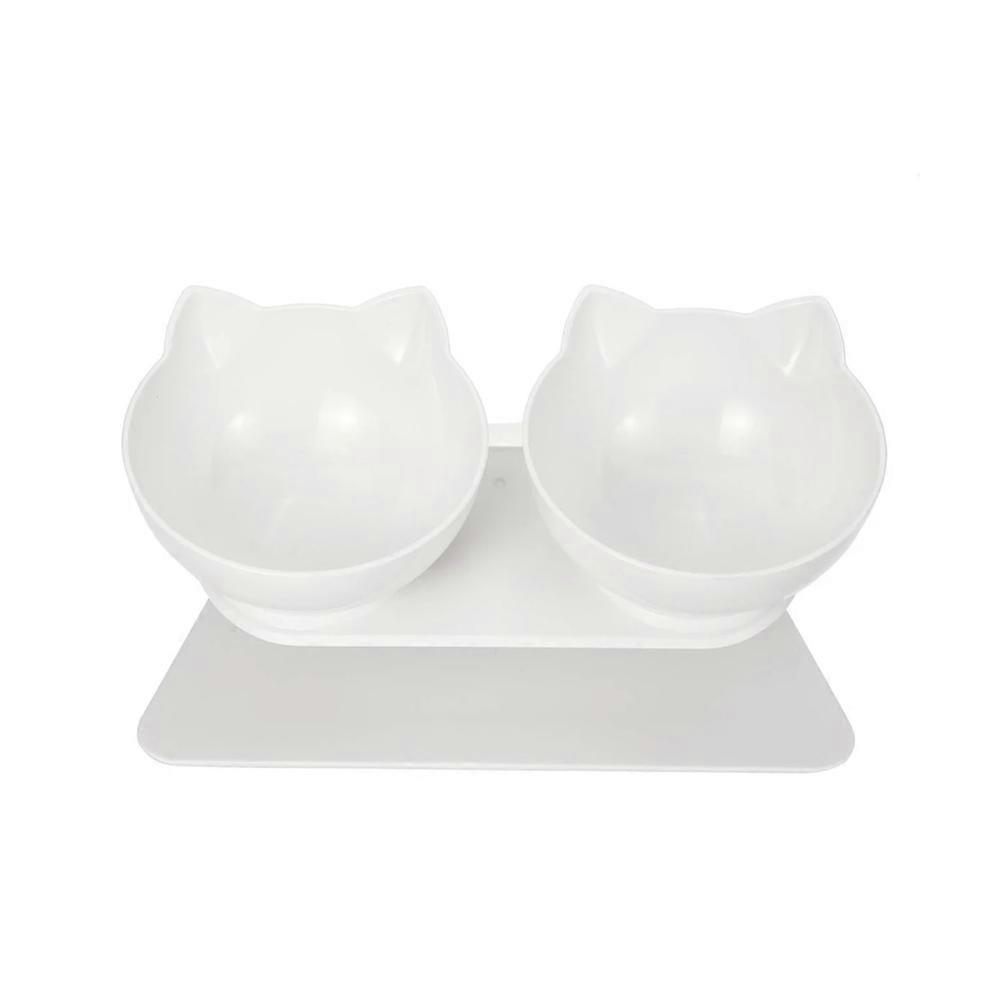 Sloping Neck Guard Double Cat Food Bowl