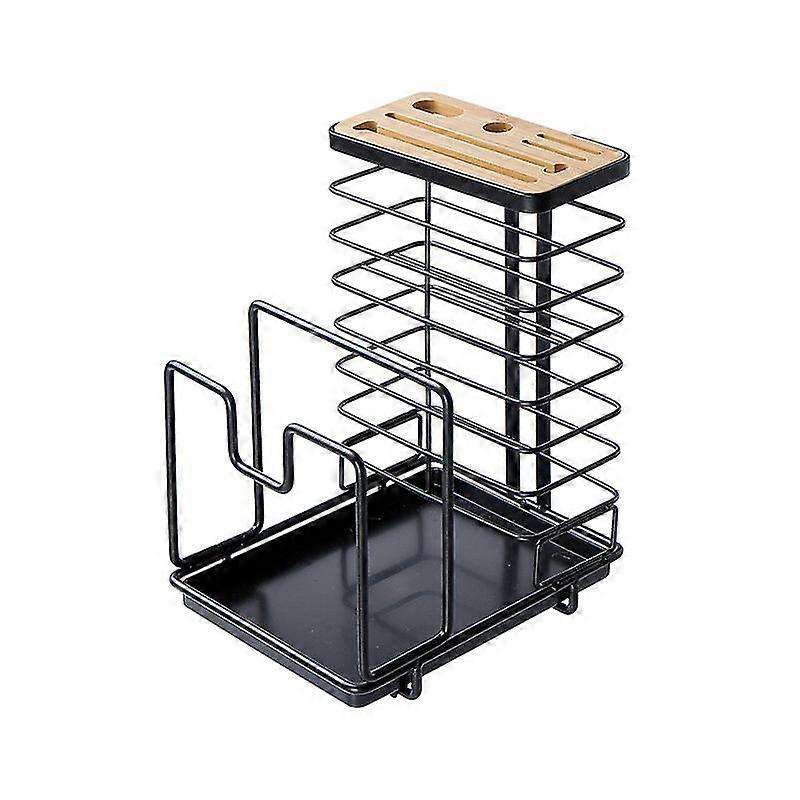 Cutting Board Organizer Holder Knife Block Holder Pot Lid Rack Drying Rack With Draining Trayblack