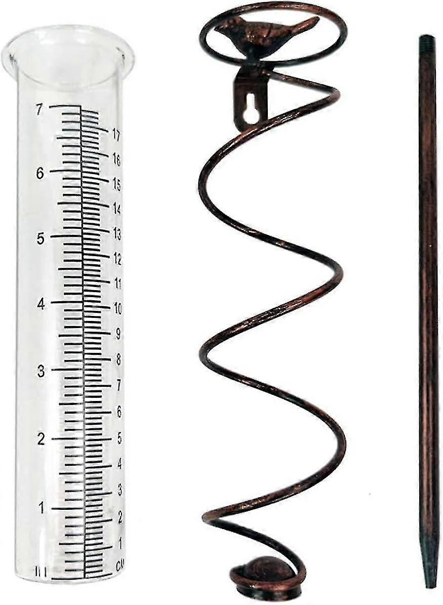 مقياس المطر الزخرفية ، أنبوب زجاجي معدني حلزوني مع تمثال الطيور ، مقاوم للماء والغبار