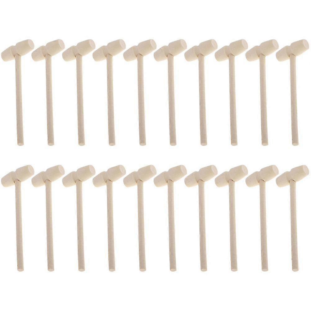 20pcs Solid Wood Mini Hammers Hitting Hammer Toys Creative Educational Toy (oval)