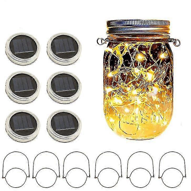 12pcs Mason Jar Lid Fairy String Solar Powered Lights Lamp Garden Party Decor