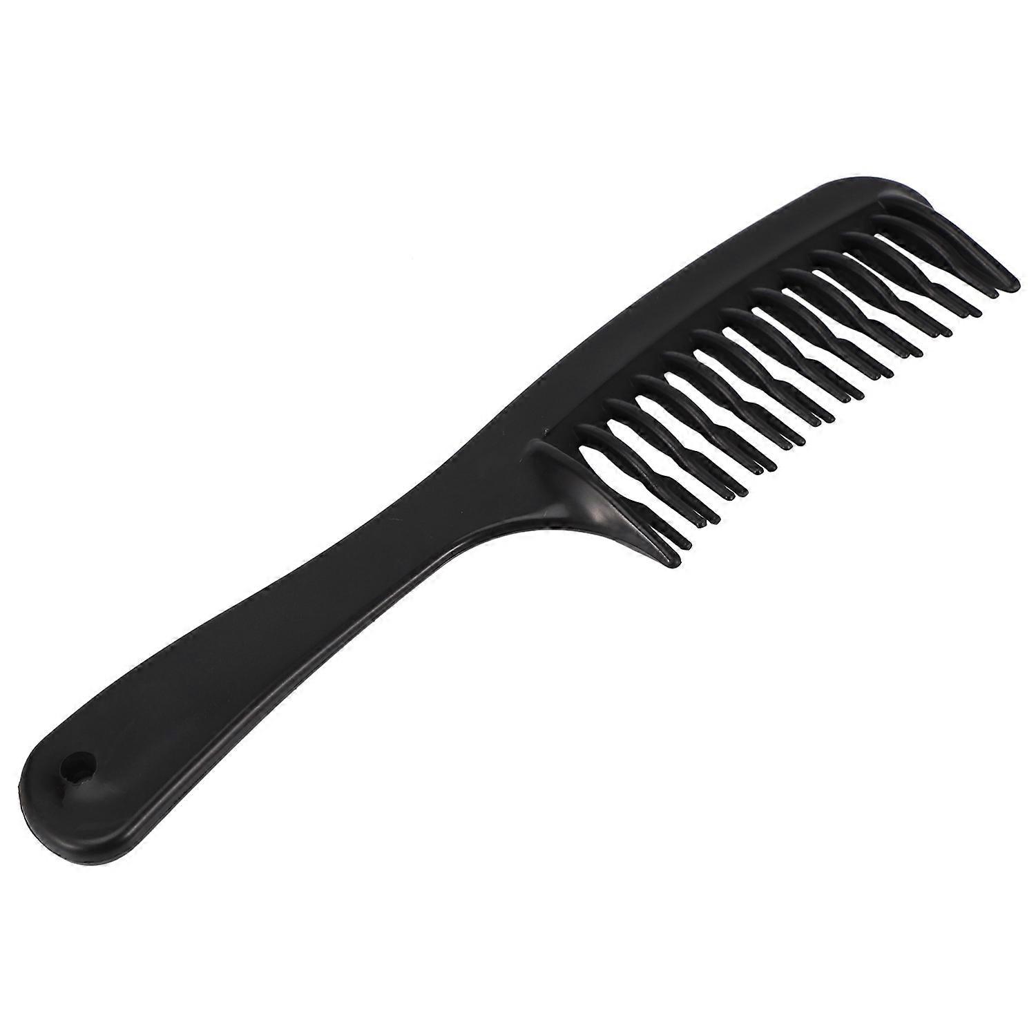 Black Double Row Tooth Detangler Hair Comb Shampoo Comb with Handle for Long Curly Wet Hair