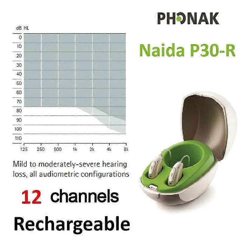 Phonak Naida P-R P30-R P50-R uppladdningsbara Bluetooth-hörapparater utformade för mild till måttlig hörselnedsättning