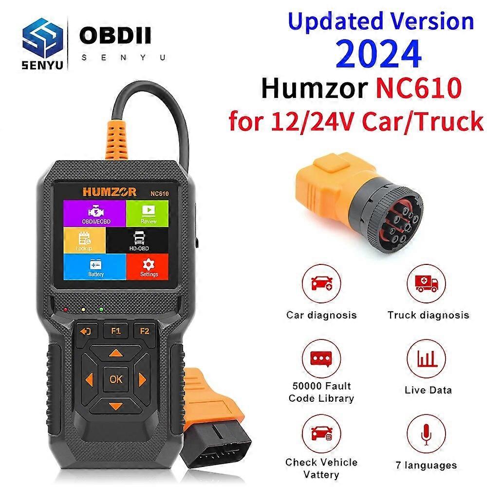 HUMZOR NC610 12V/24V for Scania Truck Code Reader OBD 2 Engine J1939 For Car Auto Scanner ODB2 OBD2 Diagnostic Auto Tool