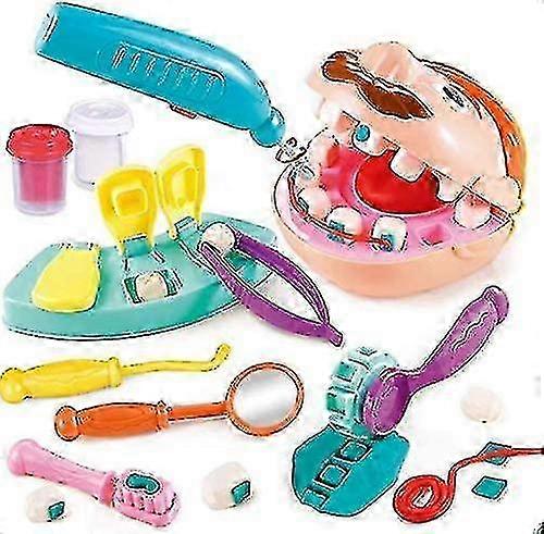 Kids Little Dentist Play Dough Set Toy Doctor Drill And Fill Playset Playdough Toy Set
