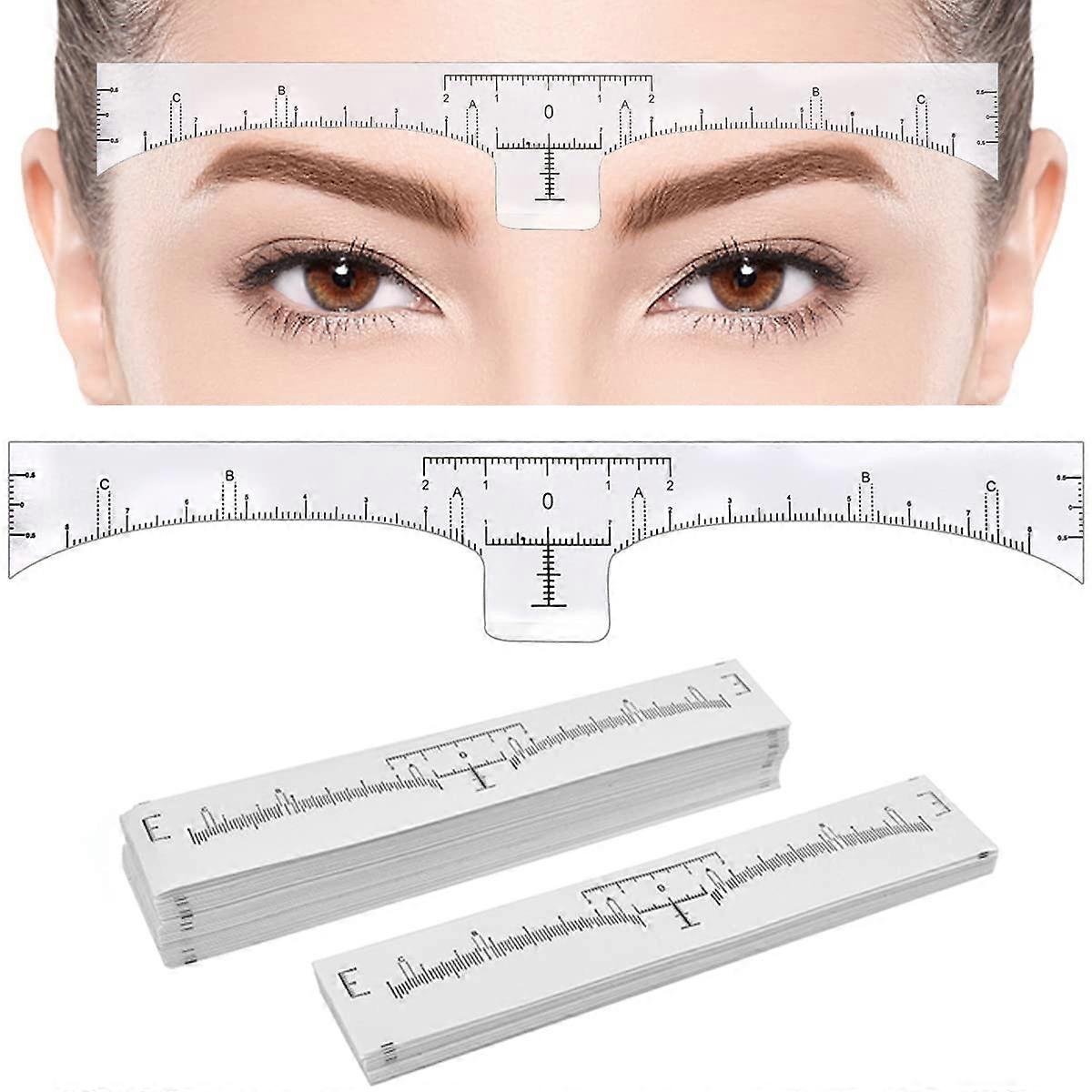 100 Pack Eyebrow Ruler, Disposable Brow Ruler Microblading Adhesive Eyebrow Sticker Stencil Guide Measuring Tool