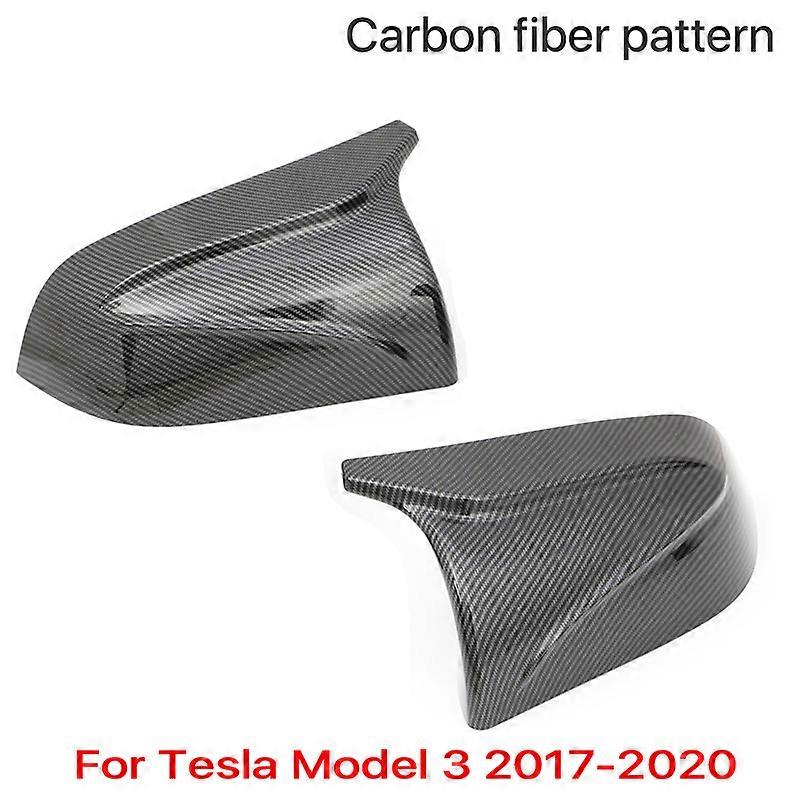 For Tesla Model 3 2017 2018 2019 2020 2021 Carbon Fiber Pattern Gloss Black M Style Rearview Side Wing Mirror Cover Caps