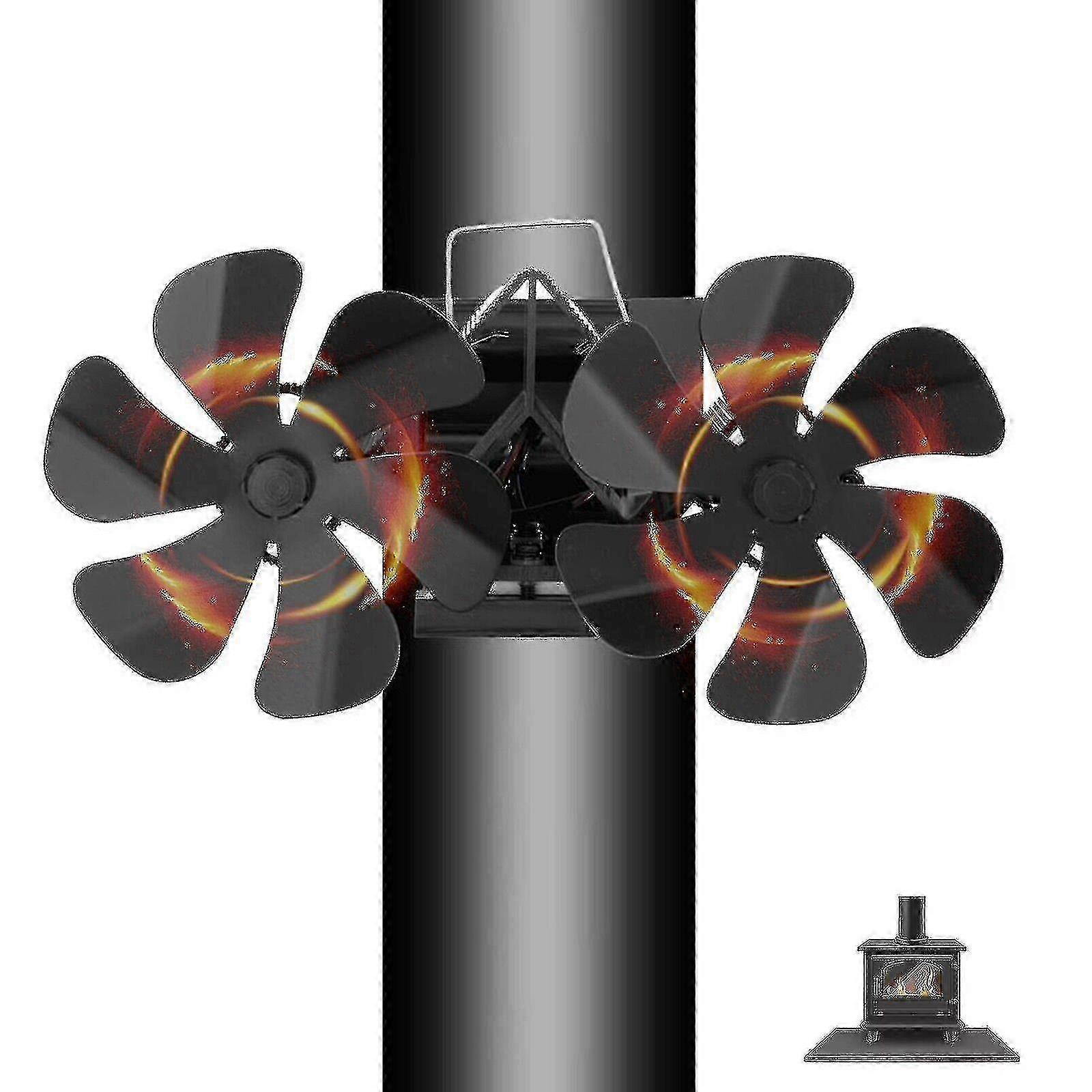 New 2023 Fireplace Fan Double Head Wall Mounted 6 Dual Head Power 12 Blade Fireplace Fan