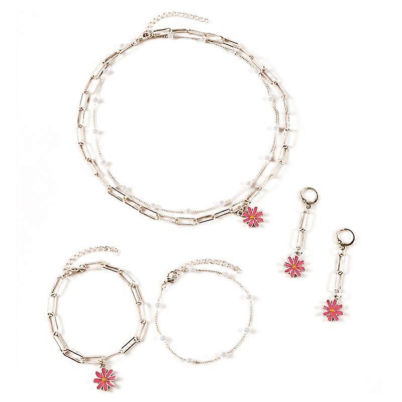 Bracelet Boucle d’oreille Set Tournesol Boho Long Drop Handmade Pendentif Collier Choker