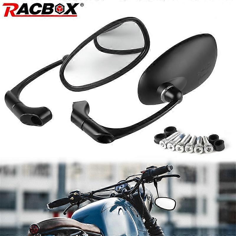 QX Motorcycle Black Rear Mirror Retro Moto Motorcycles Motorbike Scooters Oval Rearview Mirrors Side View Mirrors Cafe Racer
