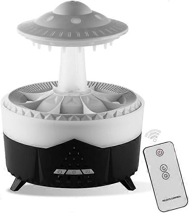 Cloud Rain luftfukter med timer, 7 farger eterisk olje diffusor nattlys, soverom atmosfære lampe fjernkontroll bordlampe med vanndråpe lyd