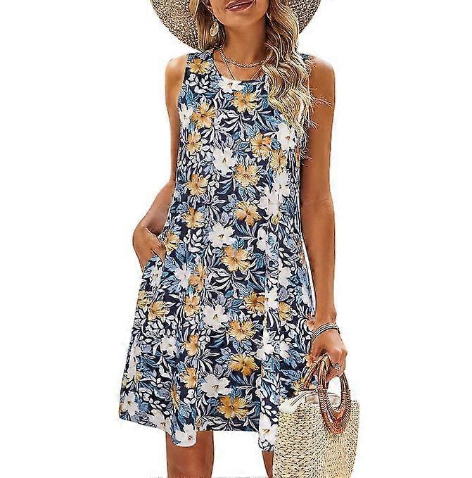 Summer Dresses for Women Casual Sleeveless Beach Flowy with Pockets