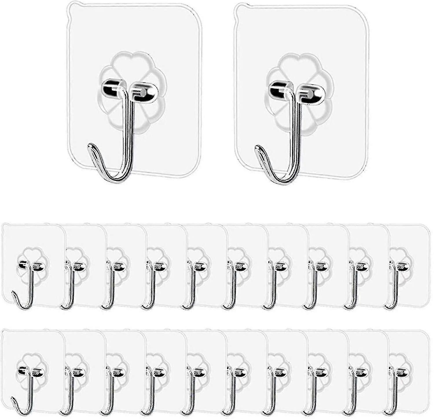 Wall Hooks 15kg(max) Heavy Duty Self Adhesive Hooks 20 Pack,waterproof