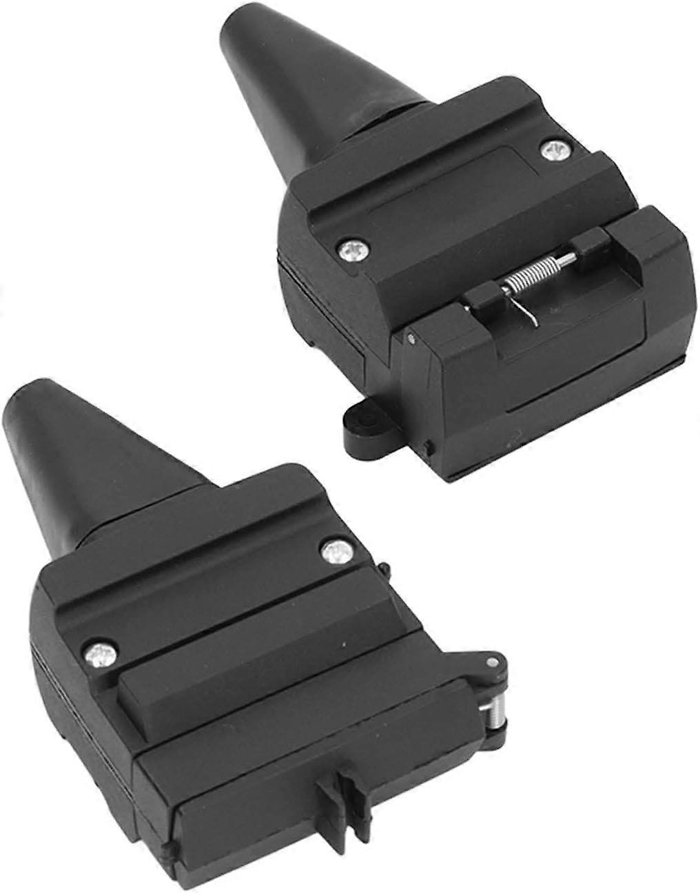 Flat trailer plug socket 12-pin flat trailer plug socket set (black) (2pcs)