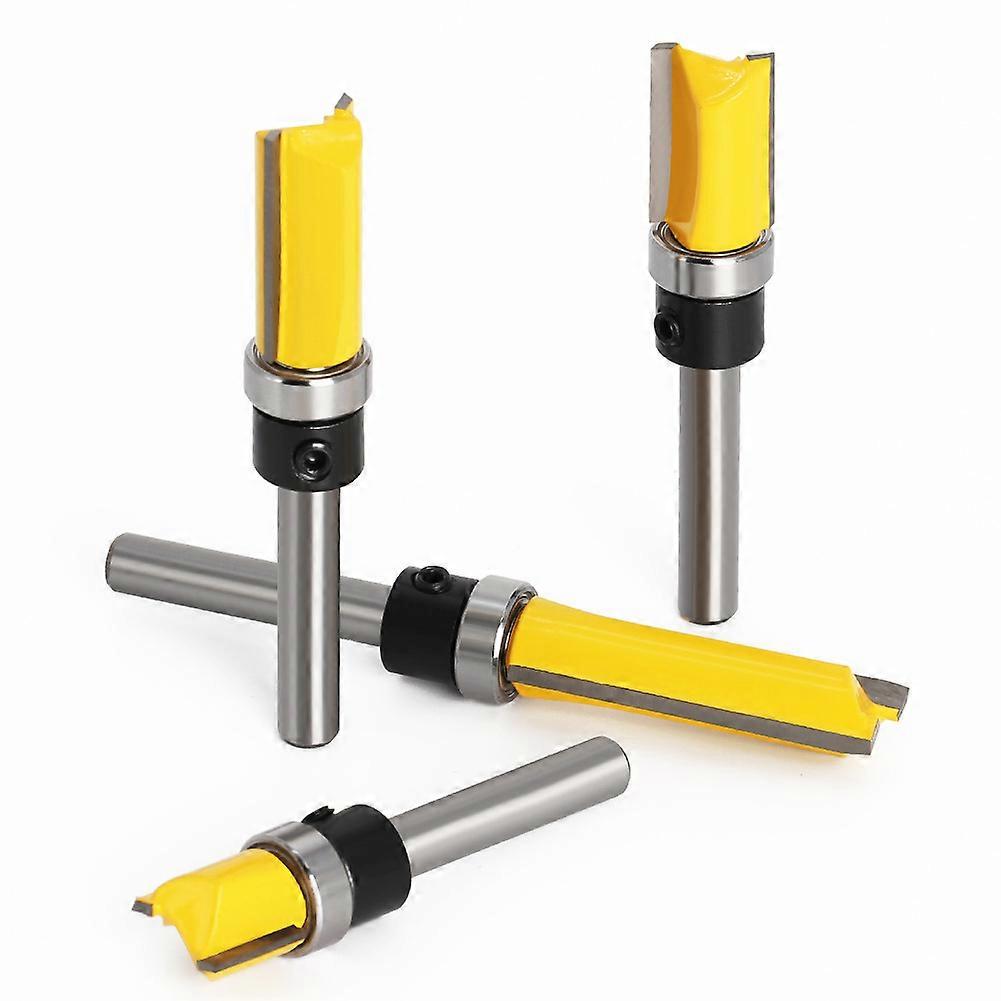 1/4'' Shank Flush Trim Pattern Router Bit Set with Bearing Template Router Cutter, 1/2'' Cutting Diameter Woodworking Milling Tools4pcs
