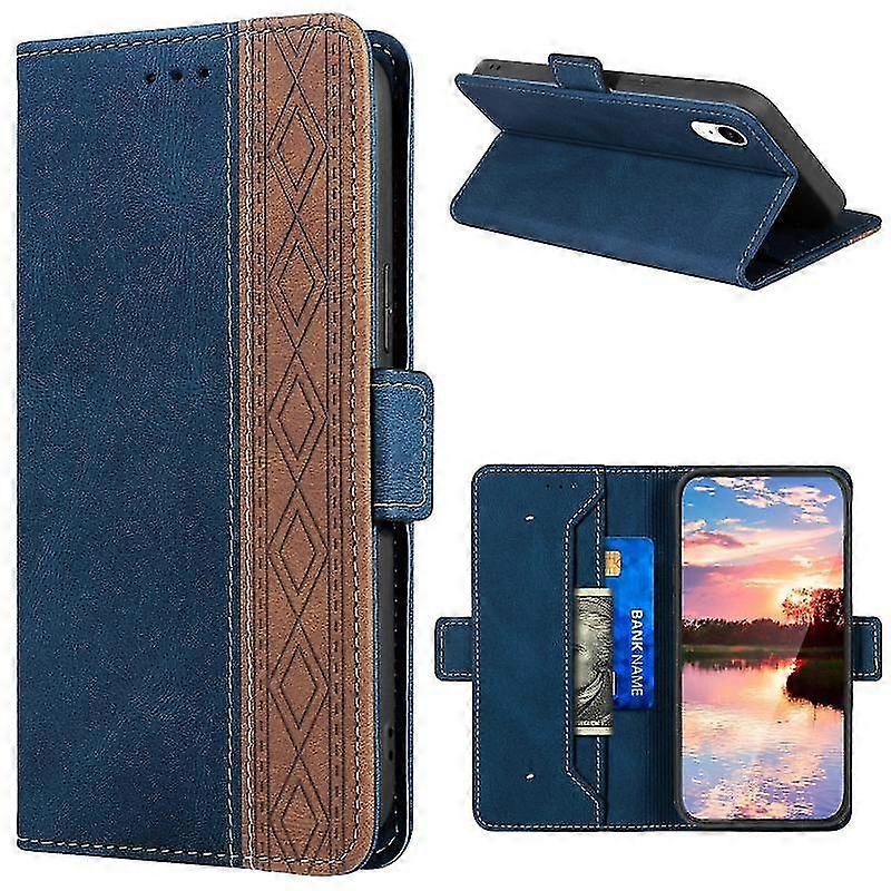 Til Iphone Xr syning magnetisk Rfid læderetui (kongeblå)