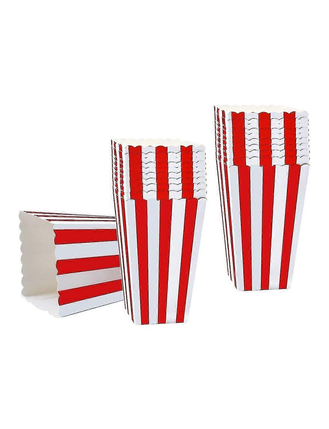 50pcs Popcorn Favor Boxes, Striped Paper Popcorn Boxes Cardboard Candy Container For Birthday Parties