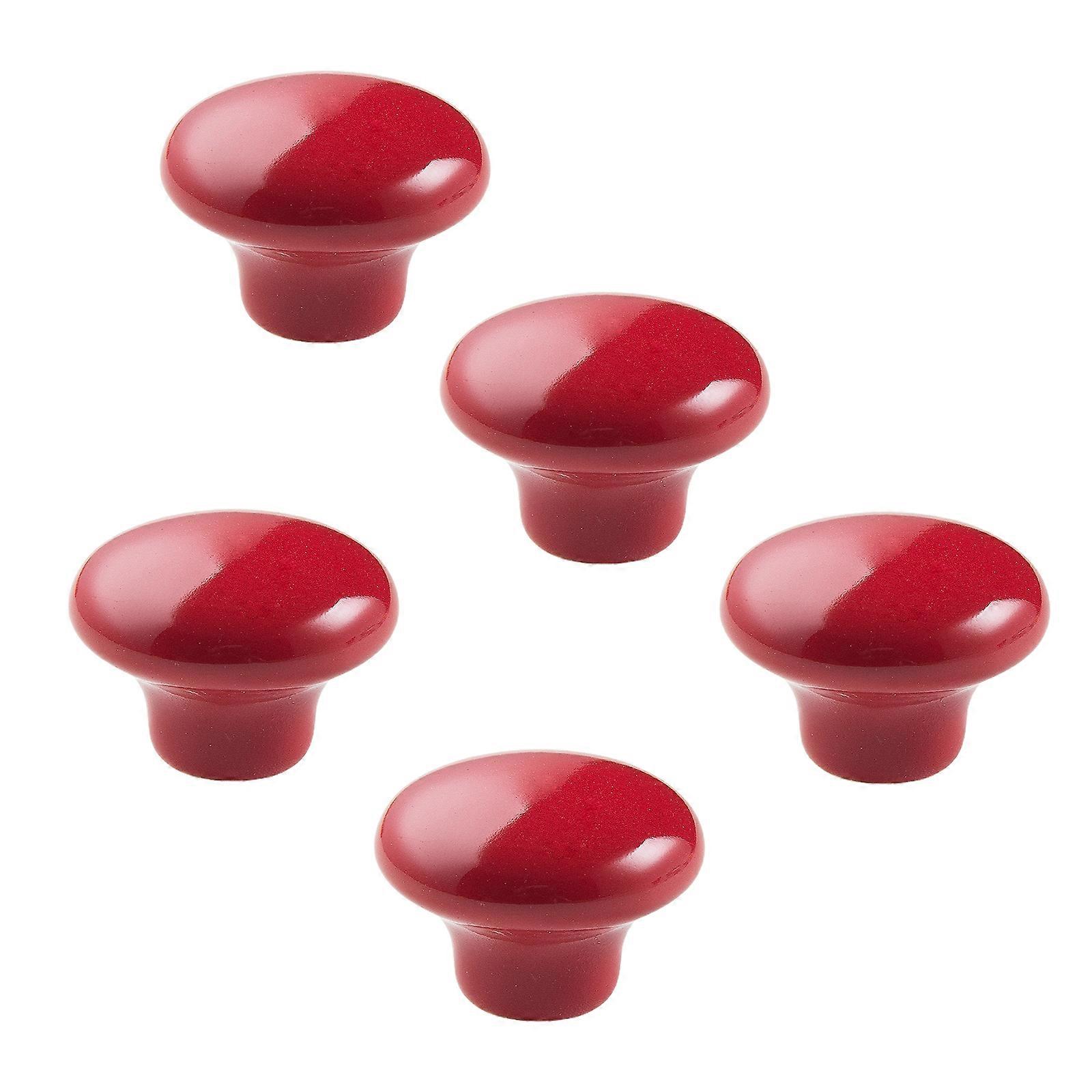 5pcs Ceramic Door Knobs Drawer Knobs Pull Handles Durable Round Ceramic Kitchen Cupboard Cabinet
