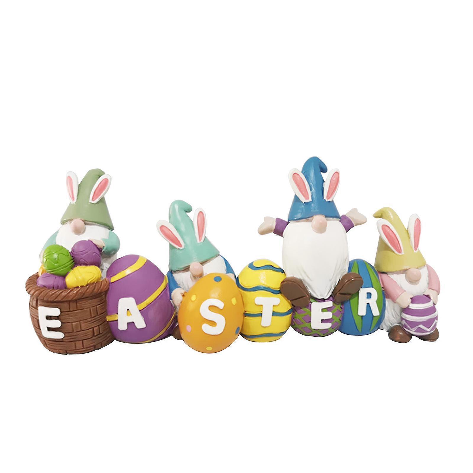 Easter Decorations Easter Eggs Bunny Centerpiece, Tabletop Easter Resin Figurine Decor