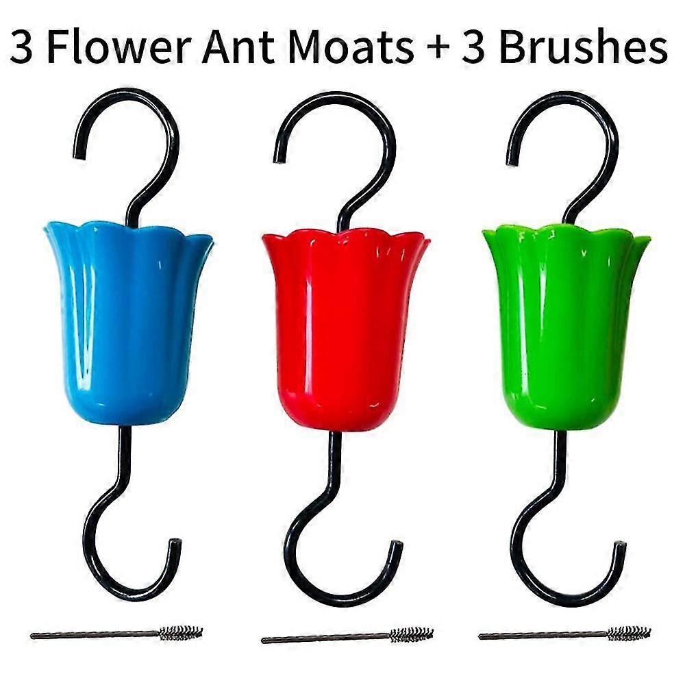 Hummingbird Feeder Insect Guard Ant Moat 3 Pack + Hooks + Brushes