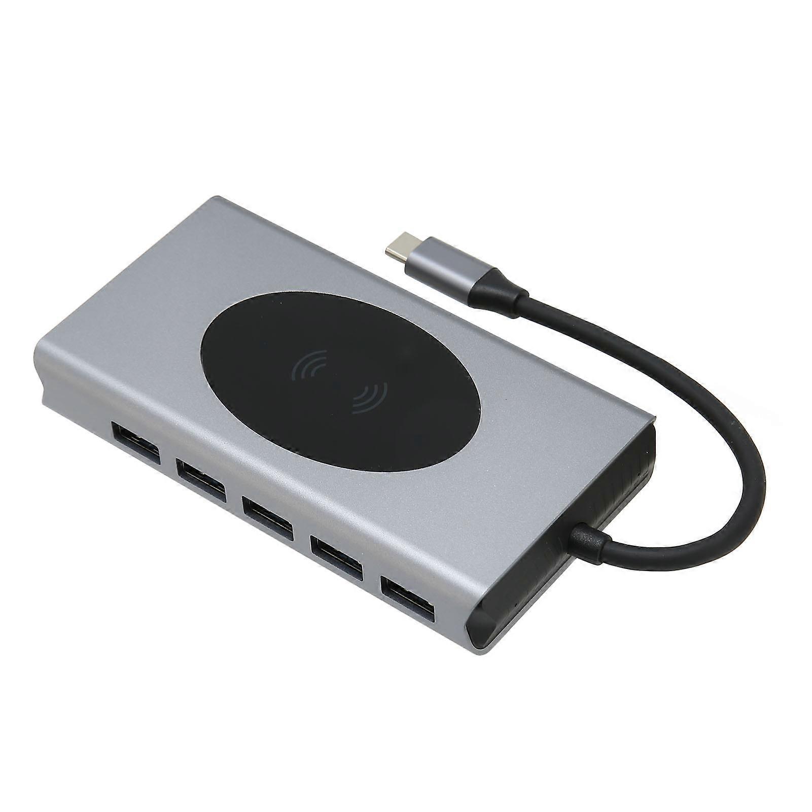 13 In 1 Type C Hub Type C To Hd Multimedia Interface Vga 5 Usb3.0 Memory Card Storage Card Rj45 Pd Audio3.5 Wireless Charging 10w