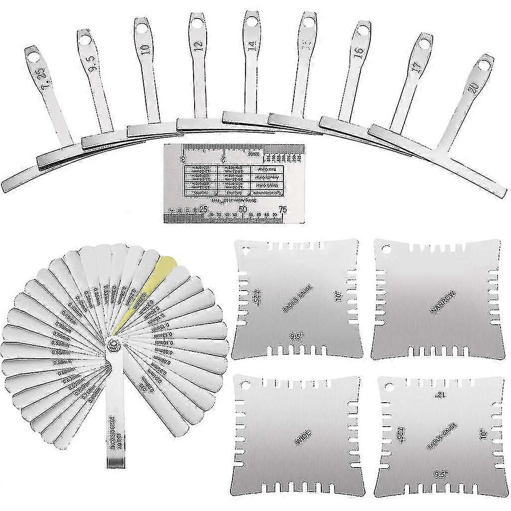 High qualityA1 Guitar Luthier Tools Understring Radius Gauge String Action Ruler Gauge 32 Blades Feeler Gauge Notched Radius Gauges Set