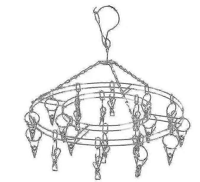 Less Steel Round Hanging Rack With 20 Clips For Socks
