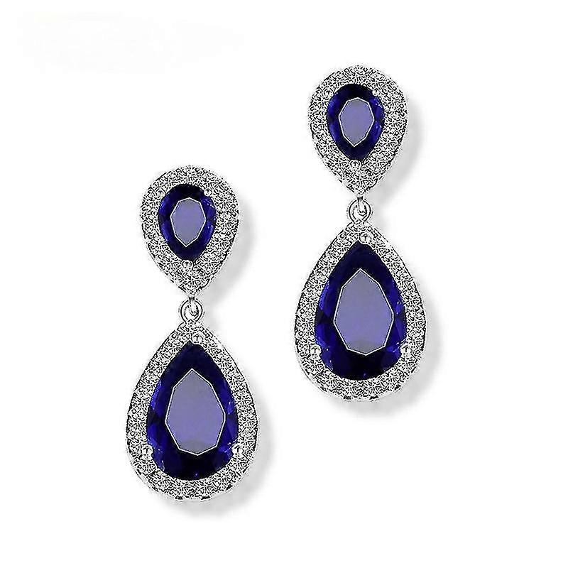 925 sterling silver royal   teardrop dangle earrings