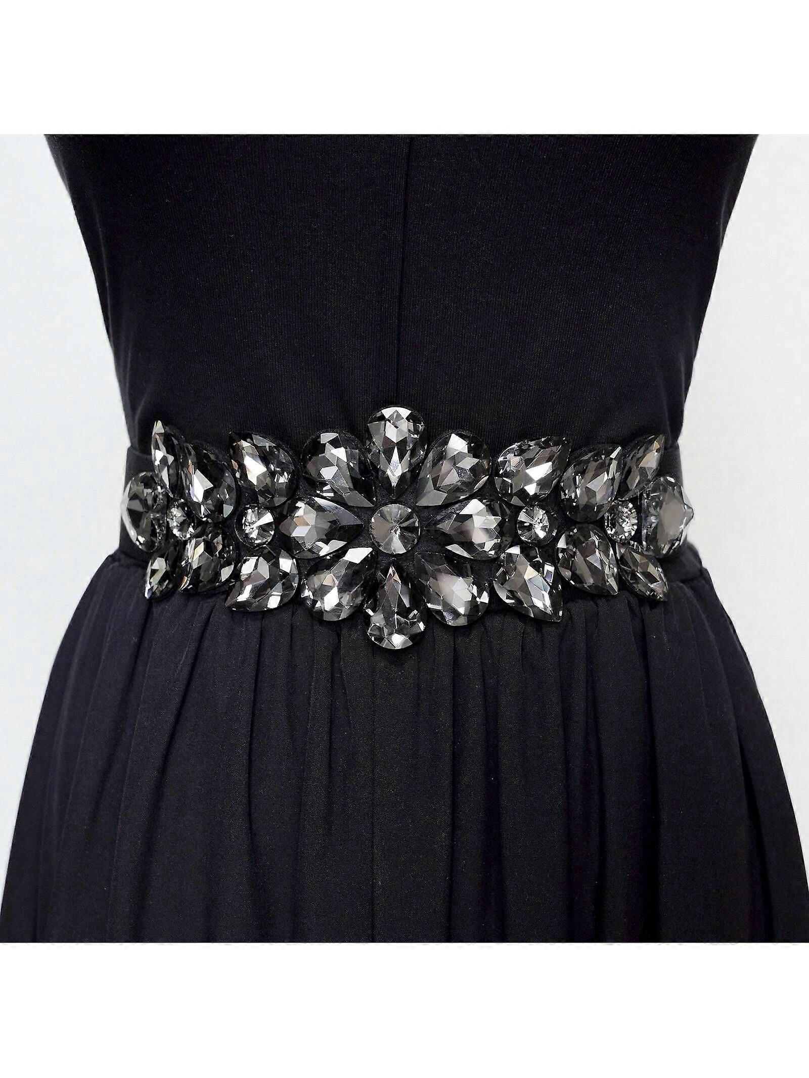 1pc Women's Shiny Imitation Gemstone Crystal Chunky Belt, Elastic Waistband For Fashionable Evening Parties Halloween