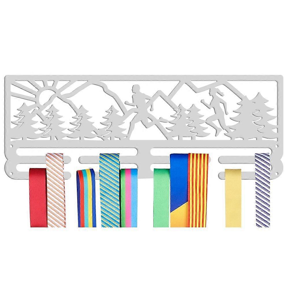 Sports Theme Iron Medal Hanger Holder Display Wall Rack with Screws Running Pattern 150x400mm