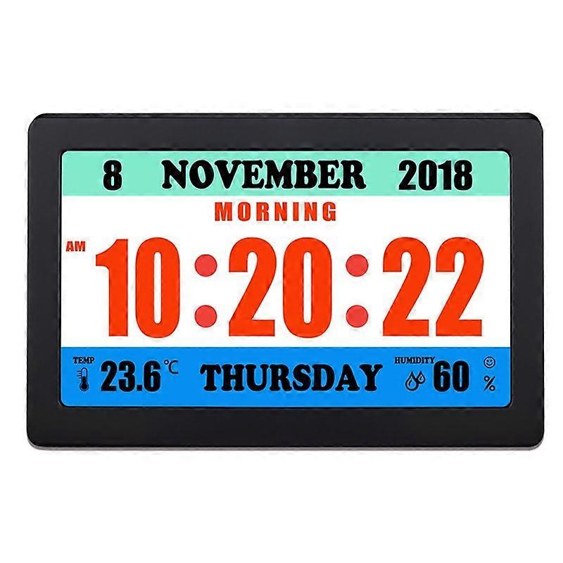 TFT Color Screen Digital Display Clock Reminder Alarm Clock for Living Room Bedroom Study Lobby Wall Clock Black