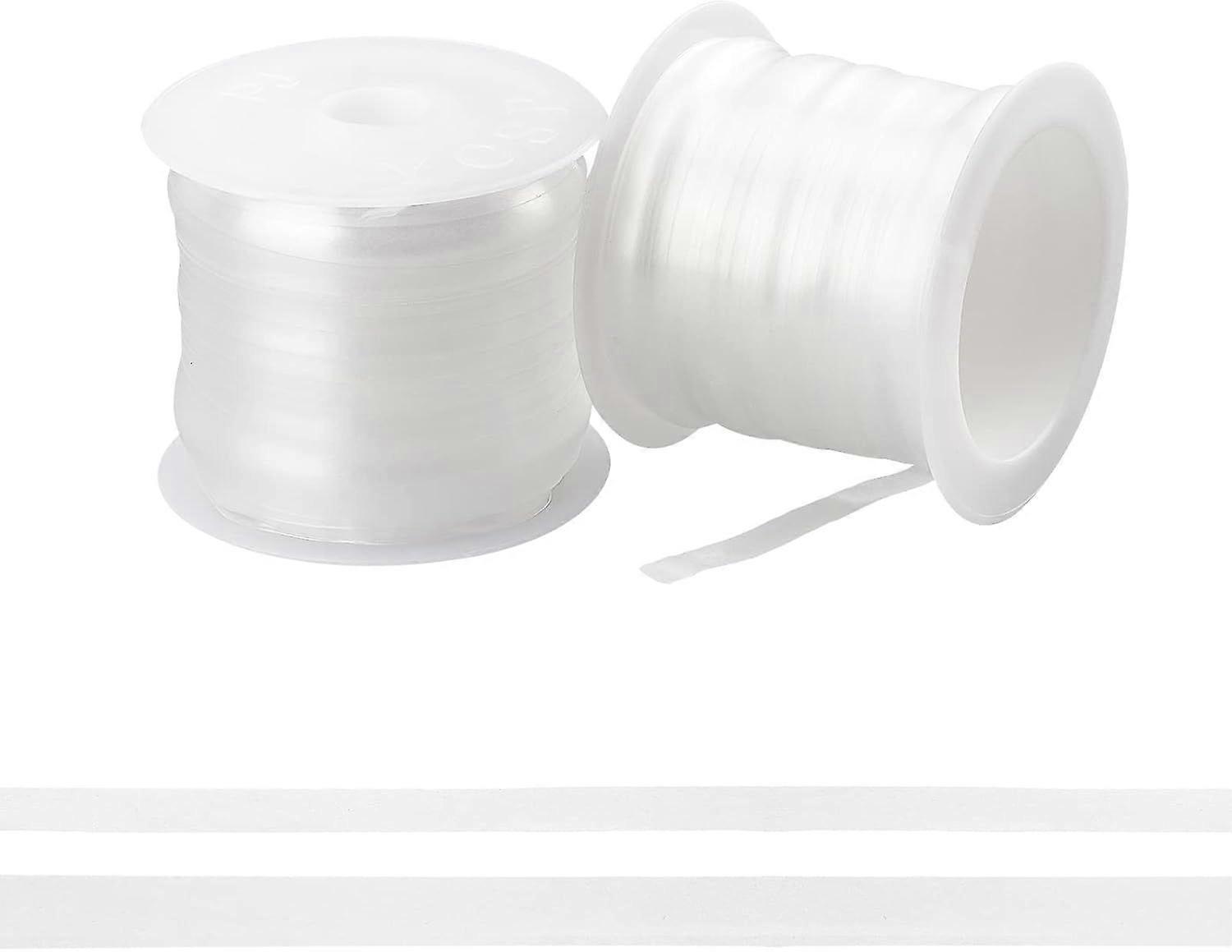 2 Rolls Frosted Clear Elastic Strap 6mm/10mm Total Plastic Stretchable Adjustable Cord for DIY Shoulder Bra Clothes Sewing Project 33 Yards