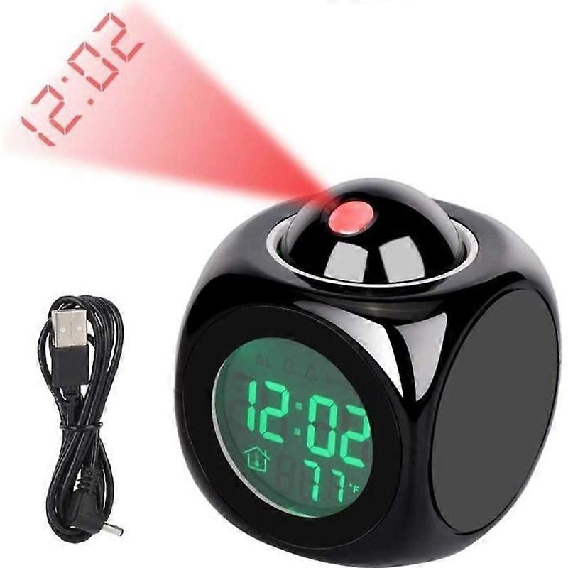 Projection Clock Multi-Function LCD Digital Wall Projection Voice Talking Temperature Display LED Alarm Clock