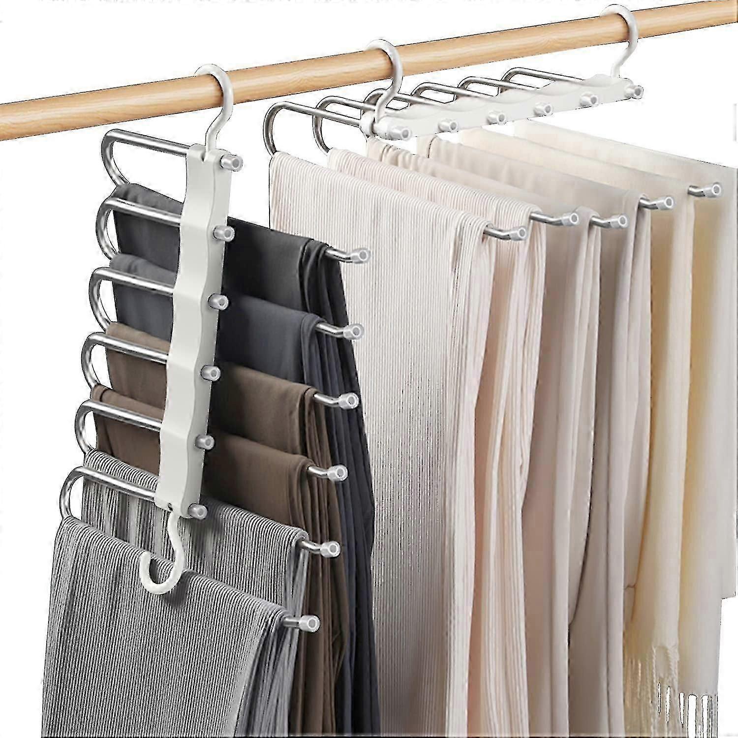 6 in 1 Trouser Hanger, Space Saving Trouser Hanger, Trouser Hangers, Sliding Trouser Rack, Clothes Hangers, Multifunctional Hook Hook Hanger, Trouser