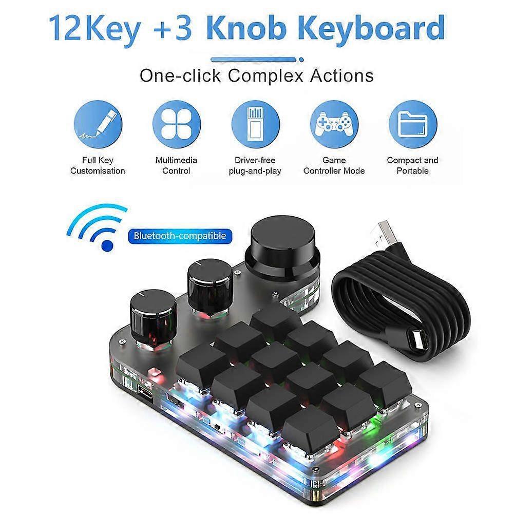 Wireless Programming Macro Custom Knob Keyboard RGB 3/6/9/12Key Copy Paste Mini Button Gaming Keypad Mechanical Hotswap Macropad
