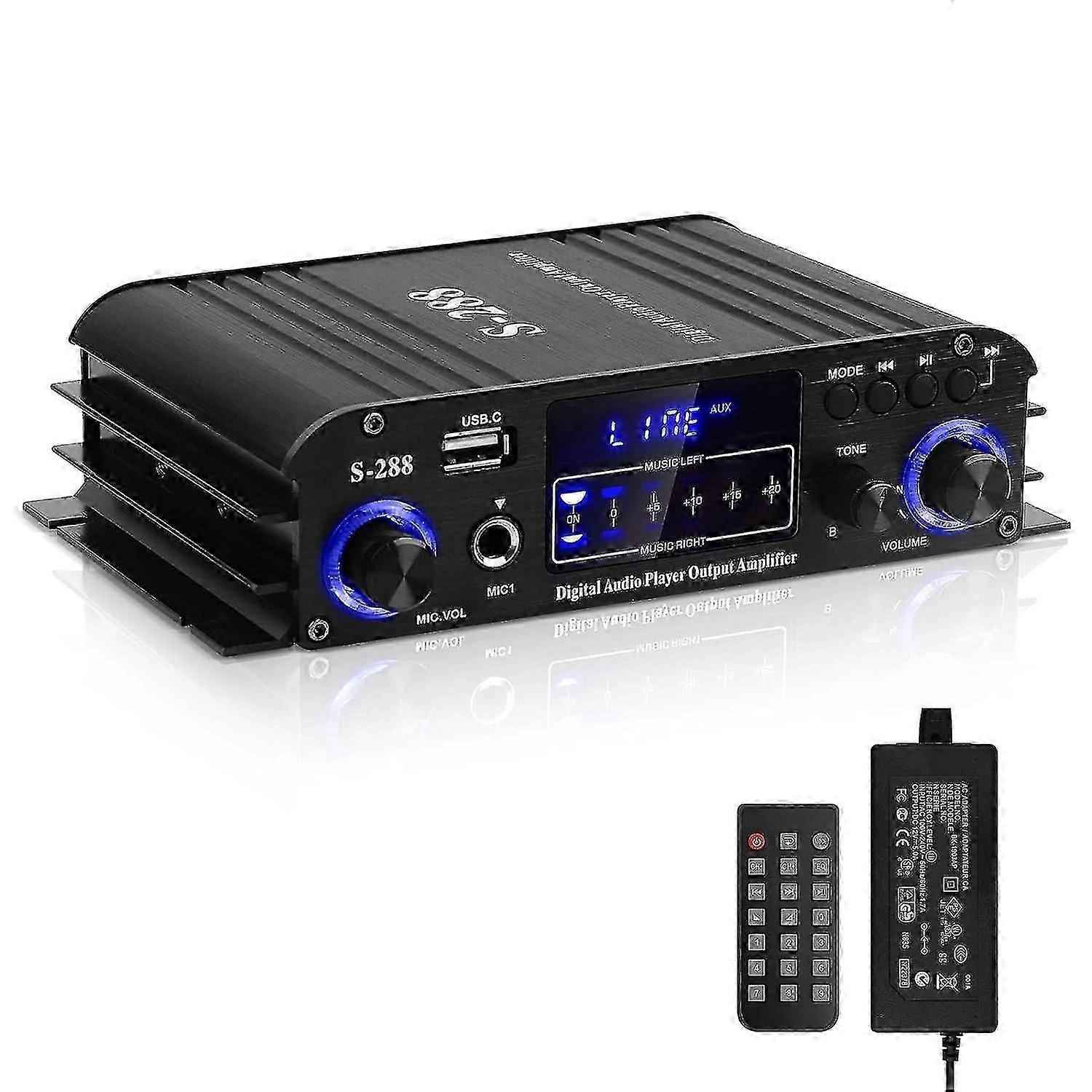 Bluetooth Audio Power Amplifier For Home Speakers-4.0ch Rms 40wx2+50w Max. 600w Hi-fi Subwoofer Amplifier Integrated Mini Stereo Receiver Amp W/usb,re