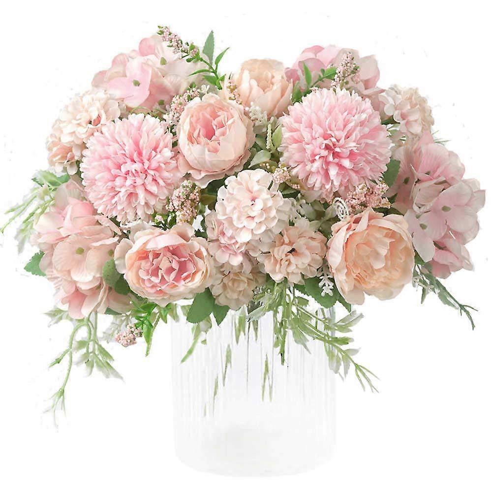 Silk Flower Bouquet for Wedding Decor - Artificial Floral Arrangement in Pink and White - Elegant Home and Event Centerpiece
