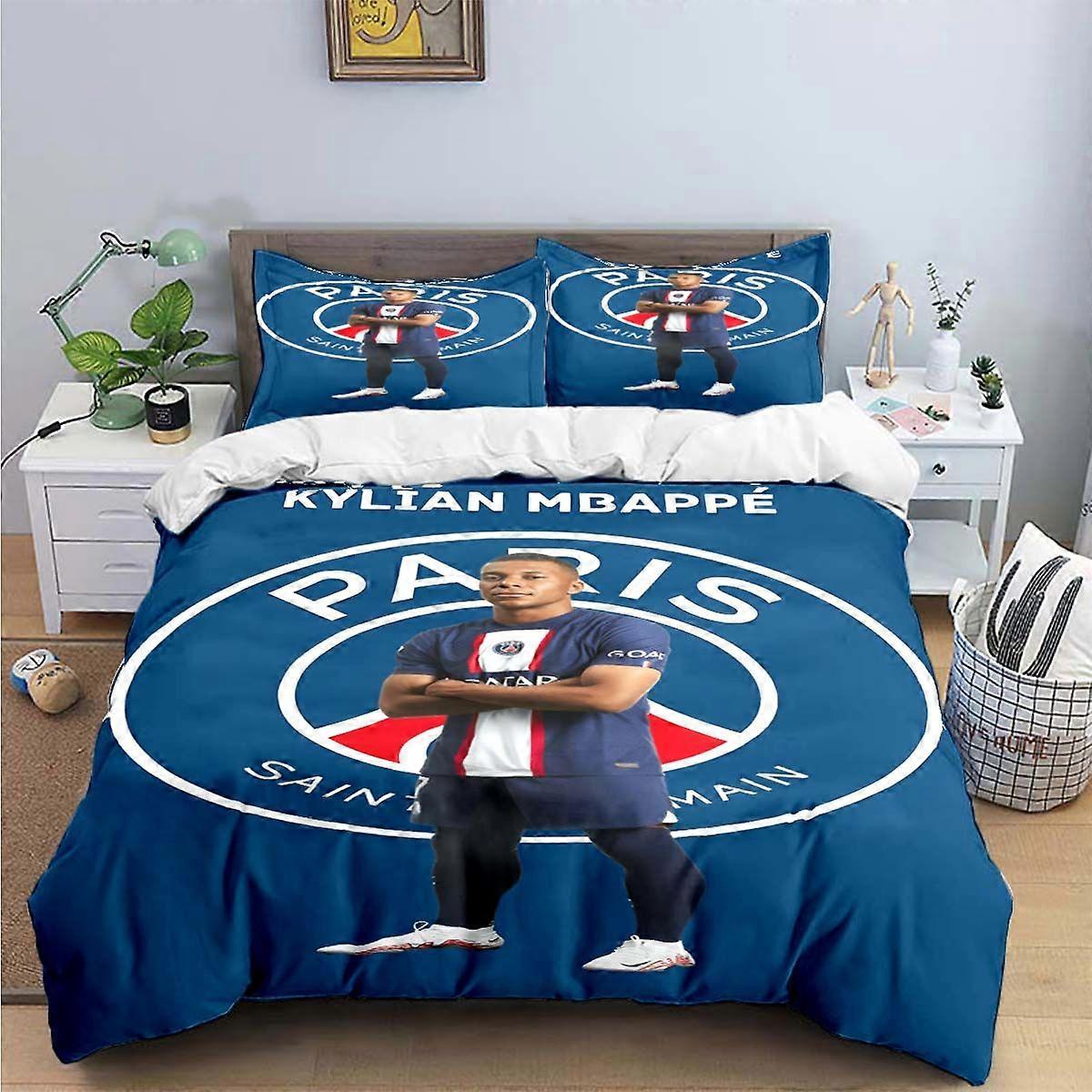 v1217 Lakan Mode Fotboll M- Digital utskrift Sängkläder Set Påslakan Täcke Säng Ungdom Barn Flicka Pojkar Födelsedagspresent 3-delat sängkläder set (1