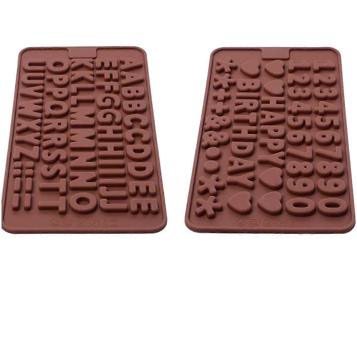 Silicone Letter and Number Chocolate Molds Set - 2 Pcs Baking Molds for Birthday Cake Decorations, Food-Grade Material, Easy Release