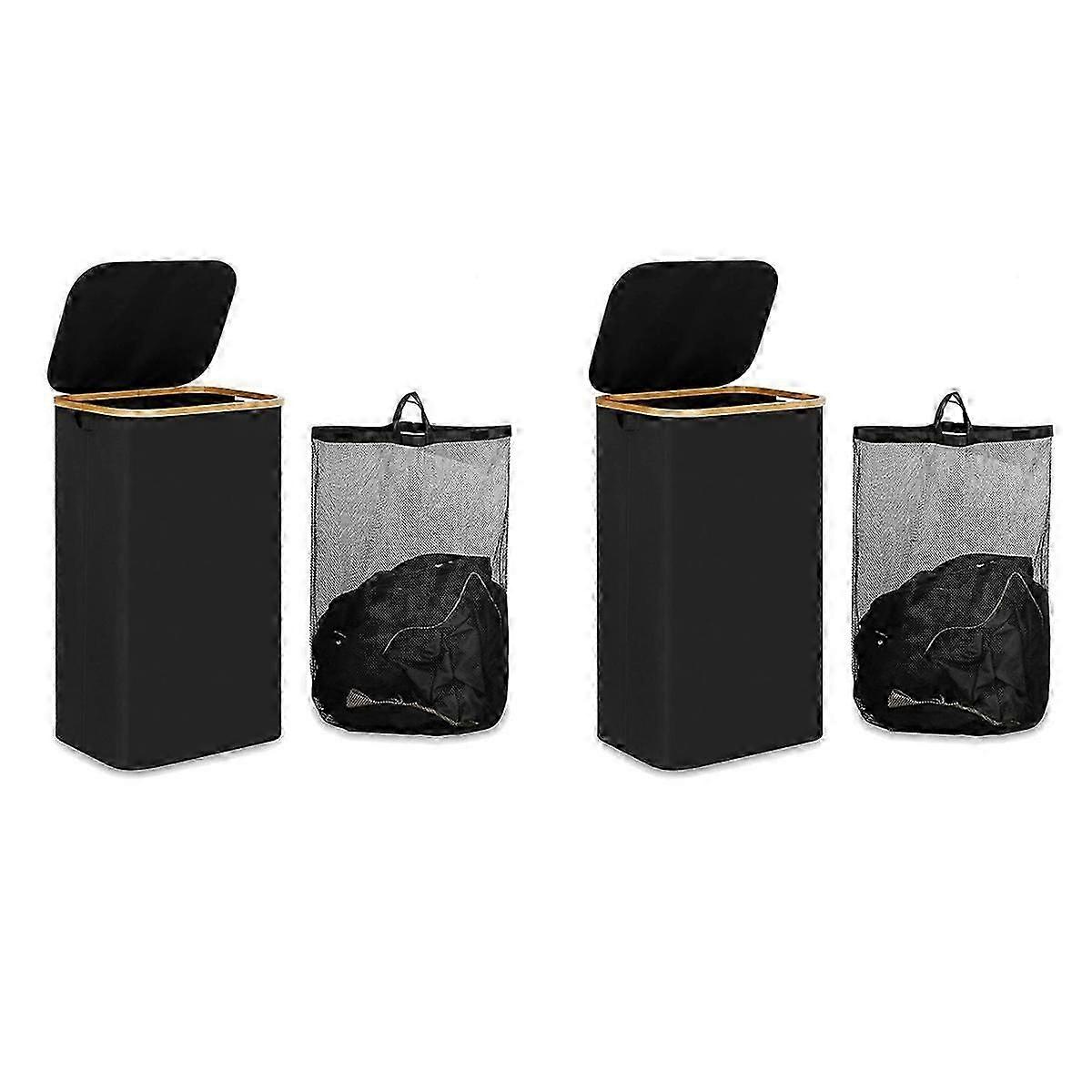 2X 110L Laundry Hamper with Handle and Lid,Collapsible Basket Organizer with Removable Inner Bag fo